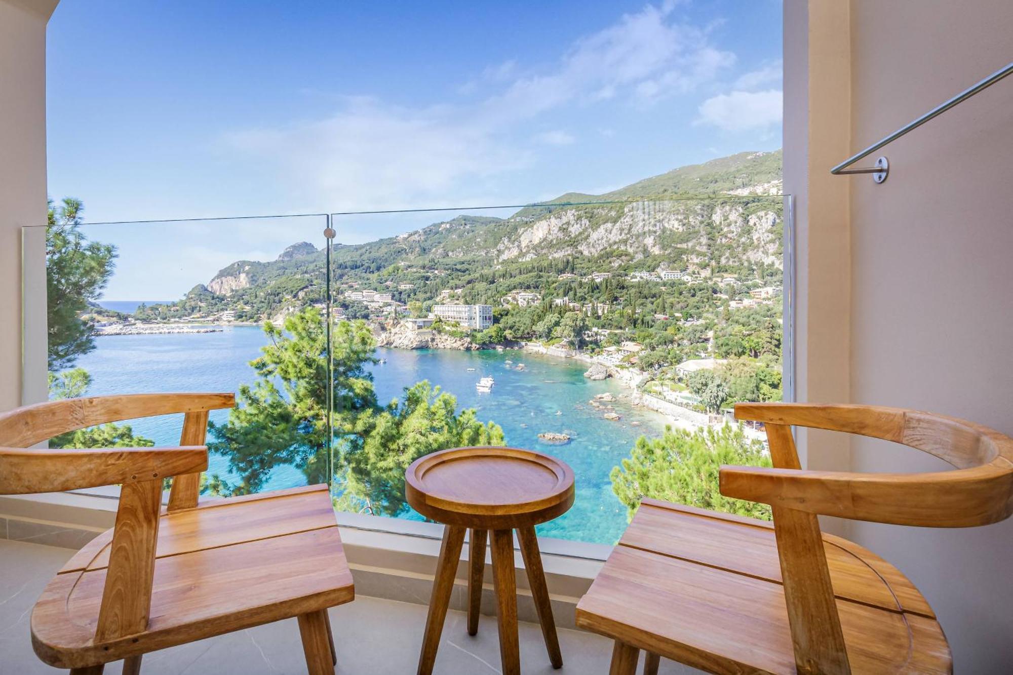 Akrotiri Beach Resort Hotel Paleokastritsa Exterior foto View from the balcony of a hotel room